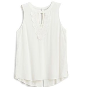 Daniel Rainn Pole Sky Quin Keyhole Crochet Top